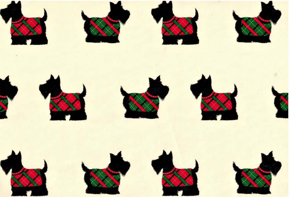 Scottish Terrier Rolled Christmas Plaid Gift Wrap Paper