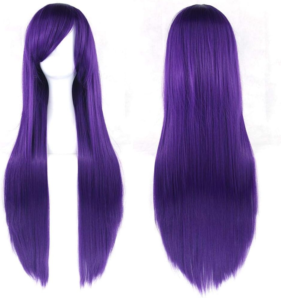 ColorfulPanda Long Straight Anime Costume Cosplay Wig Party Wig Purple Wigs for Women Ladies, dark purple