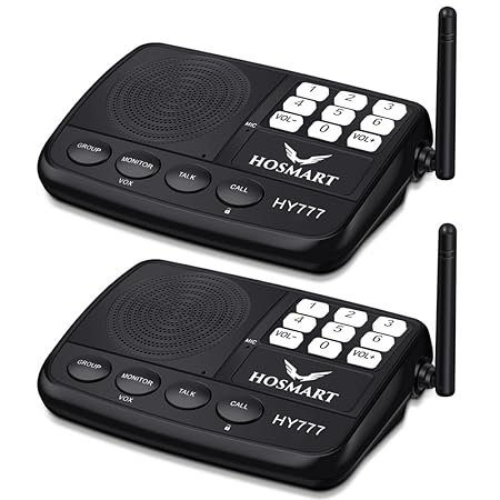 Hosmart LONG RANGE 7-Kanal Digital Wireless Intercom System f¨¹r Haus und B¨¹ro(2 Stationen)