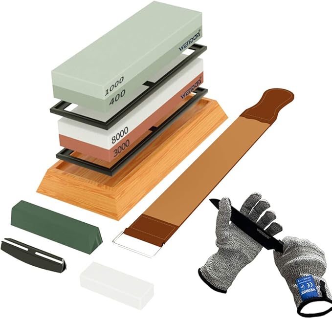 Knife Sharpening Stone Kit WENDOM Complete Whetstone Knife