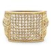 Hip Hop 14k Gold Plated Micropave CZ 16.5mm Domed Block Top Bling Ring, Size 9