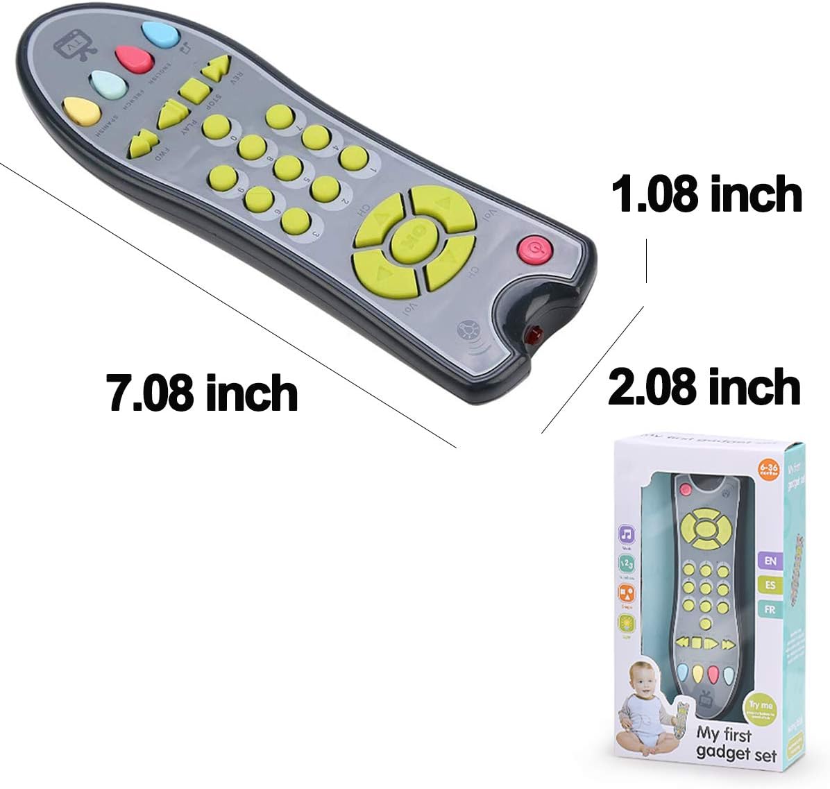NUOEY Kids Musical TV Remote Control Toy with Light and Sound, Early Education Learning Remote Toy for 6 Months+ Toddlers Boys or Girls: Toys & Games
