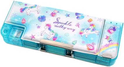 Amazon 筆箱 小学生 ソフト ペンケース 女の子 向け 貝殻 と ユニコーン Sparkle Milky Way 両面開き 一年生 二年生 新入学 新学期 プレゼント クラックス ペンケース 文房具 オフィス用品