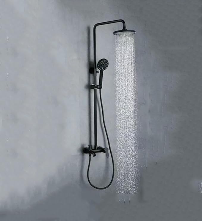 YYF-SHOWER Duschset, Kupfer Material, Kreative Mode Schwarz An Der Wand Montiert Top Spray Runde Hand Dusche Druckdusche Hebe