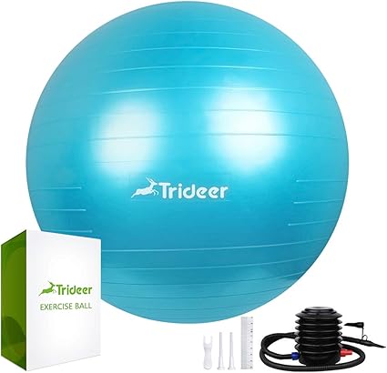 Trideer Exercise Ball (Multiple Sizes), Yoga Ball, Birthing Ball with Quick Pump, Anti-Burst & Extra Thick, Heavy Duty Ball Chair, Stability Ball ...