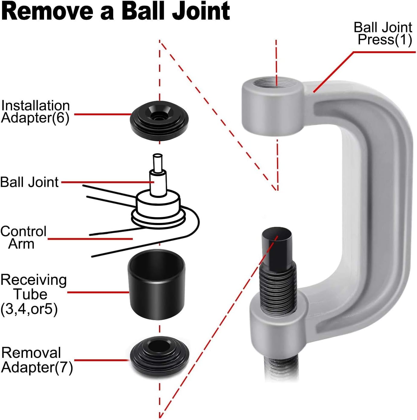 DHA Heavy Duty Ball Joint Press & U Joint Removal Tool Kit with 4x4 Adapters for 2WD 4WD Cars Light Trucks - Image 4