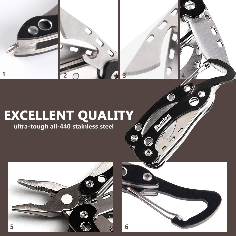 Multitool Plier Folding Pocket Knife 8 in 1 with Pliers,Screwdriver, Cutter, Keychain, Sheath, Mini Stainless Steel Survival Tool for Camping, Fishing