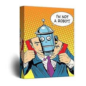 Canvas Wall Art - Robot Political Propaganda Pop Art Comic Illustration - Giclee Print Gallery Wrap Modern Home Art Ready to Hang - 12x18 inches