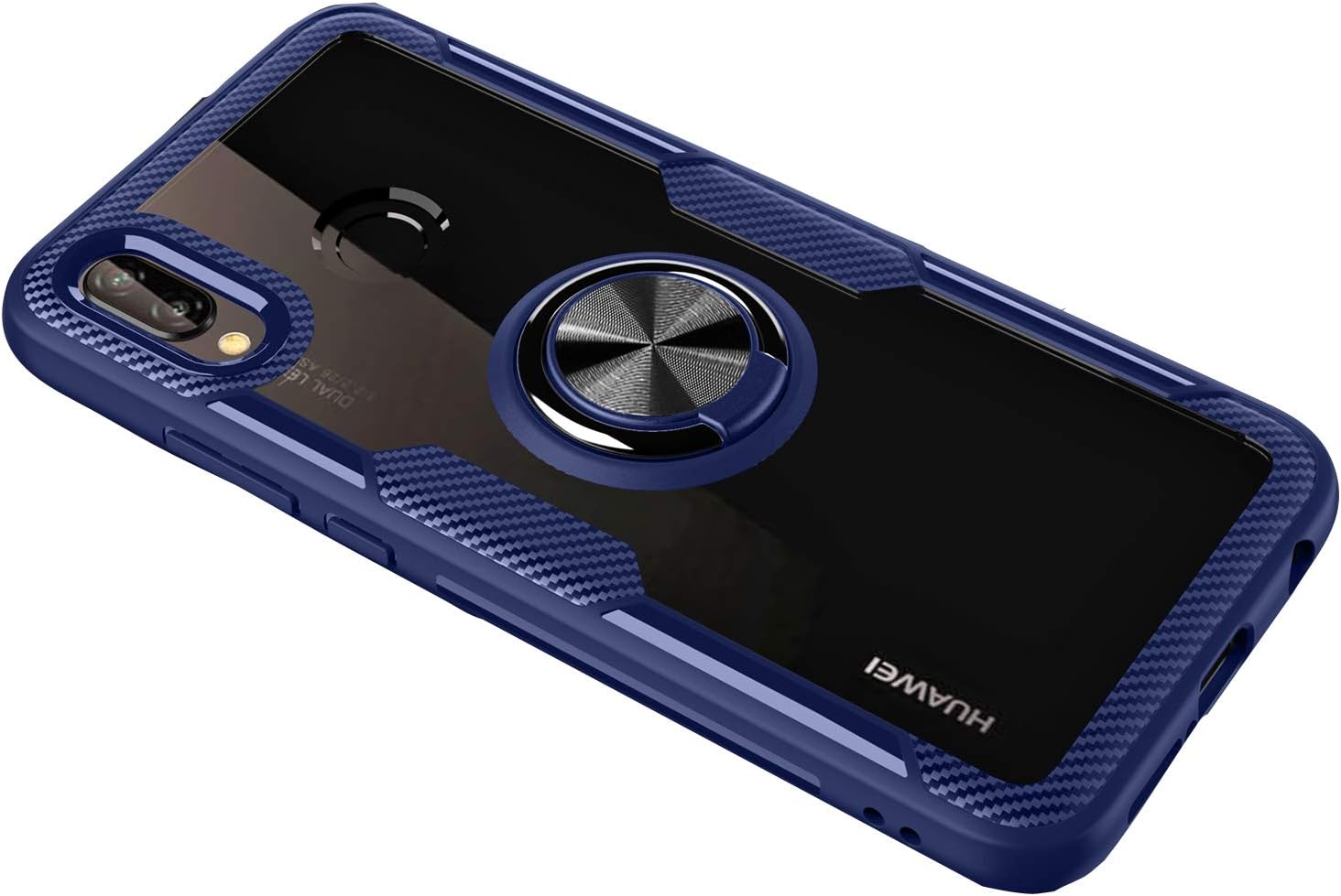 SORAKA Clear Case for Huawei P20 Pro with 360 degree rotation Ring Holder Slim Fit Case Transparent acrylic Cover Silicone Bumper,with Metal Plate for Magnetic Car Phone Holder