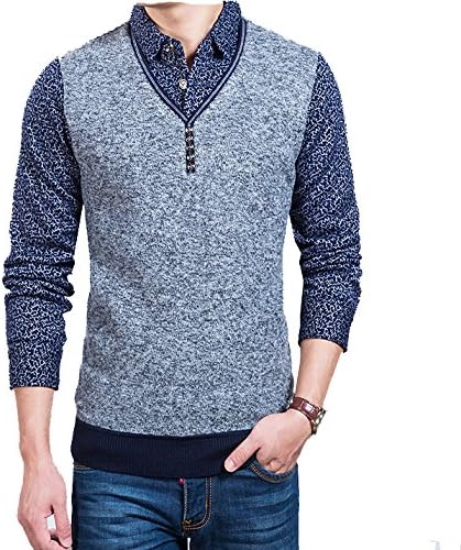 HCTOO Men's Casual Slim Fit Two-tone Herringbone Jacket Cardigans-HS