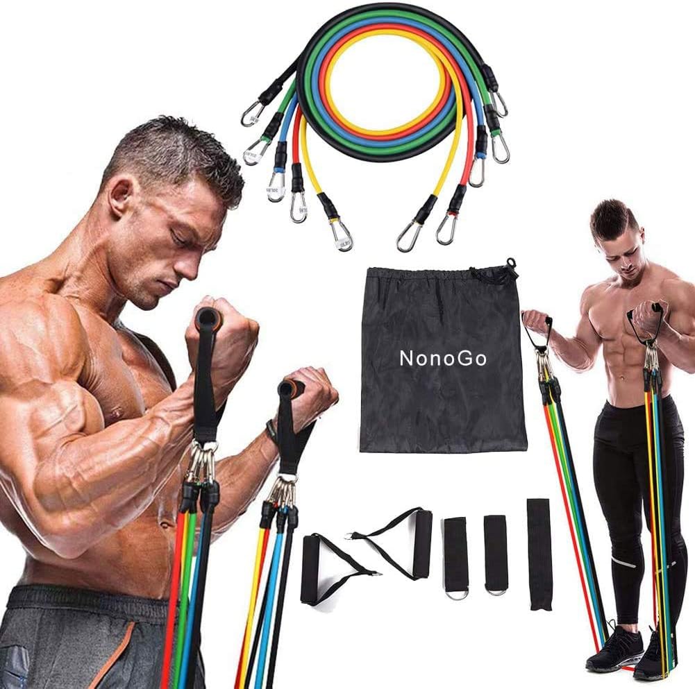 Shed Protector Resistance Bands Set(11pcs) Exercise Bands with Door Anchor Handles Ankle Strap and Carrying Bag Legs Ankle Straps for Resistance Training Physical Therapy