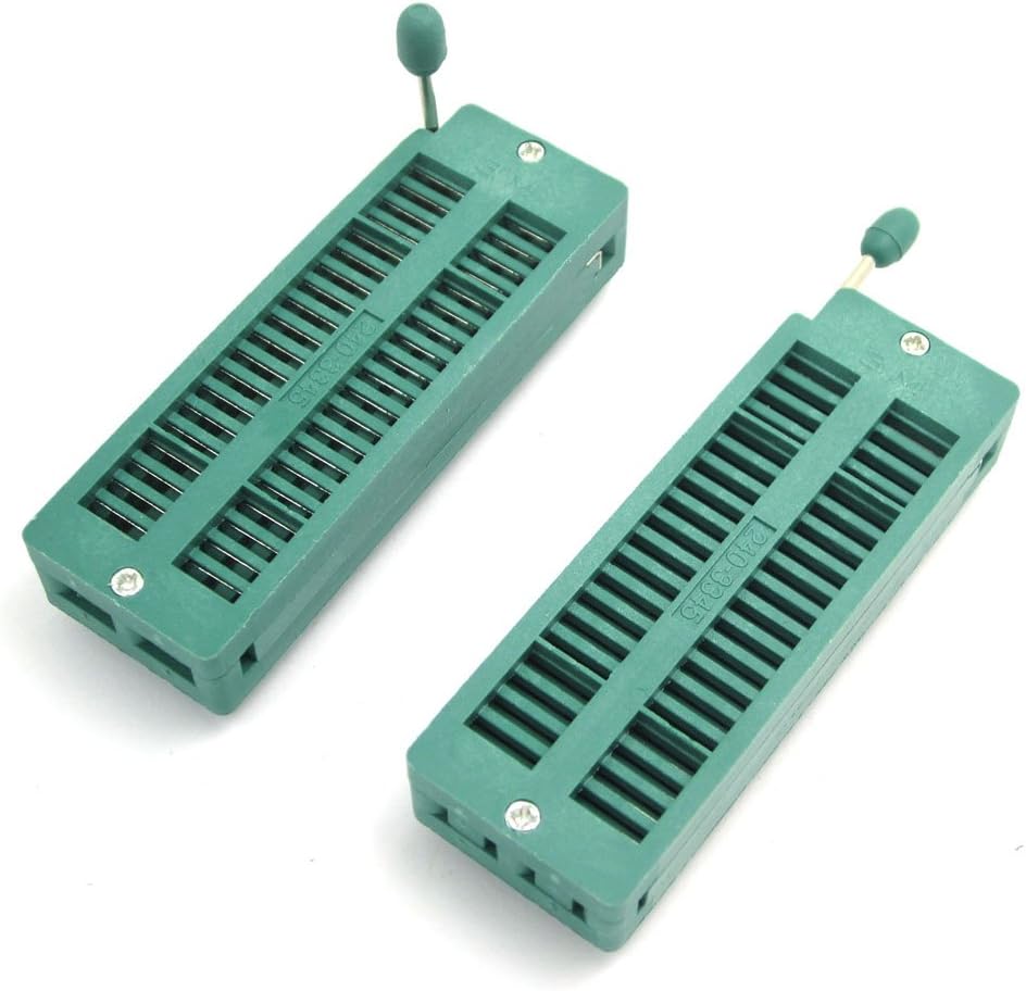 DollaTek 2PCS Universal 40-Pin ZIF DIP IC Test Board Socket, Green