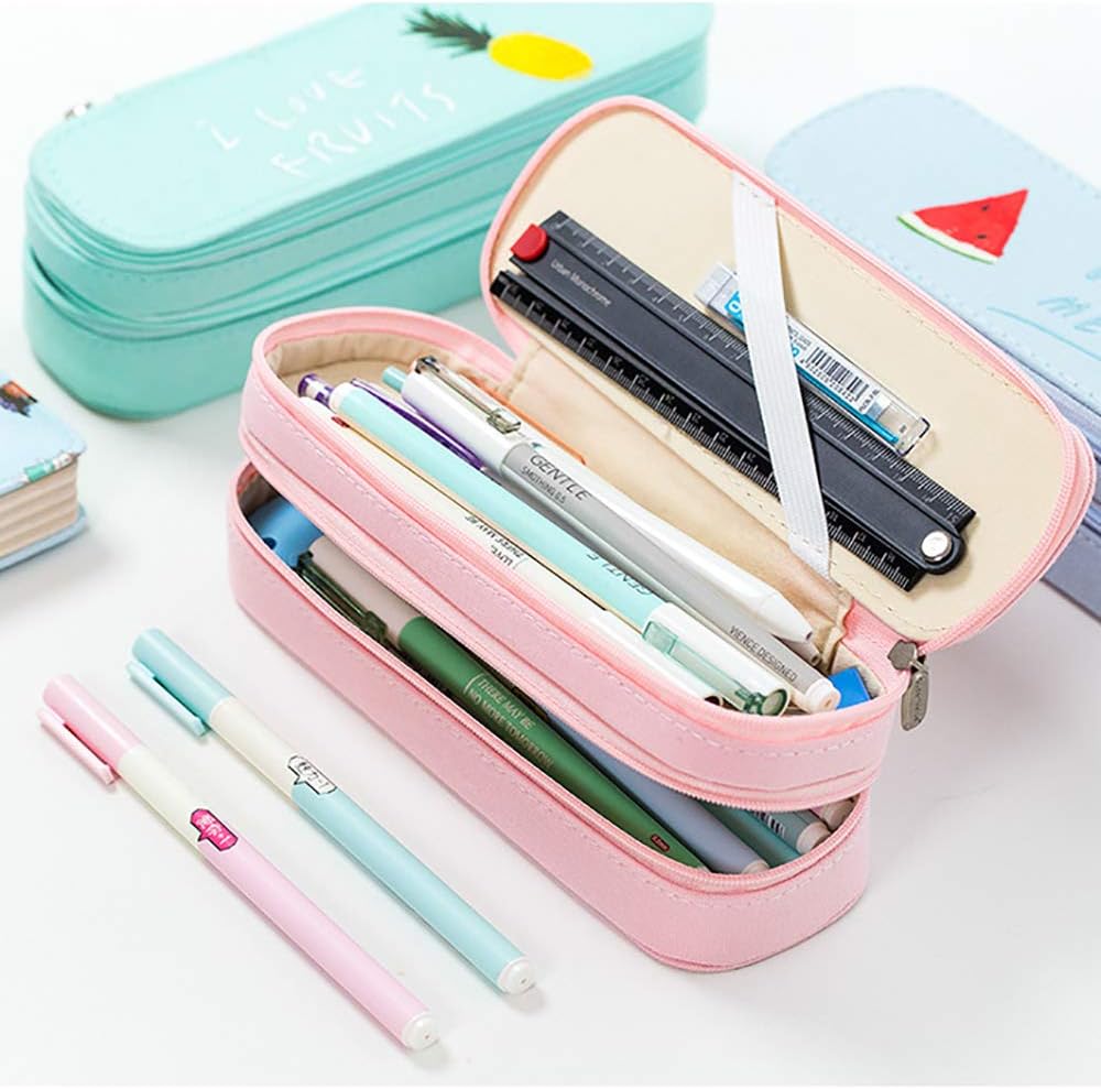 Amazon Co Jp 筆箱筆入れかわいい文房具ケースキャンバス男女兼用韓国風文房具二段果物柄ペンケース鉛筆ケースポーチ 配達3 5労働日まで ホーム キッチン