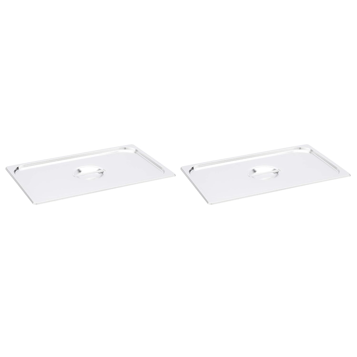 AmazonCommercial Full Size Stainless Steel Solid Steam Table/Hotel Pan Cover, Pack of 2