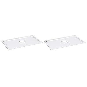 AmazonCommercial Full Size Stainless Steel Solid Steam Table/Hotel Pan Cover, Pack of 2