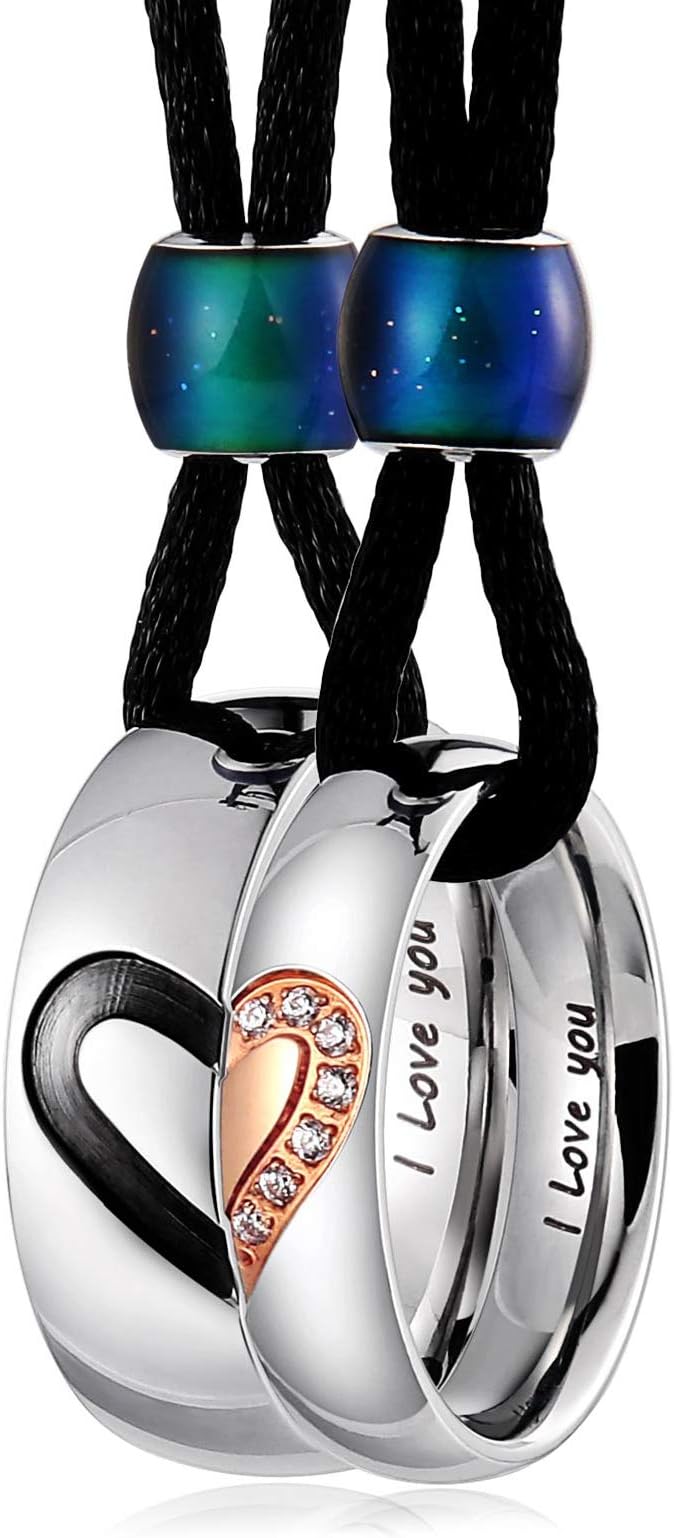 Aienid Couples Necklace for Him and Her Stainless Steel Heart Always Pendant for Chains