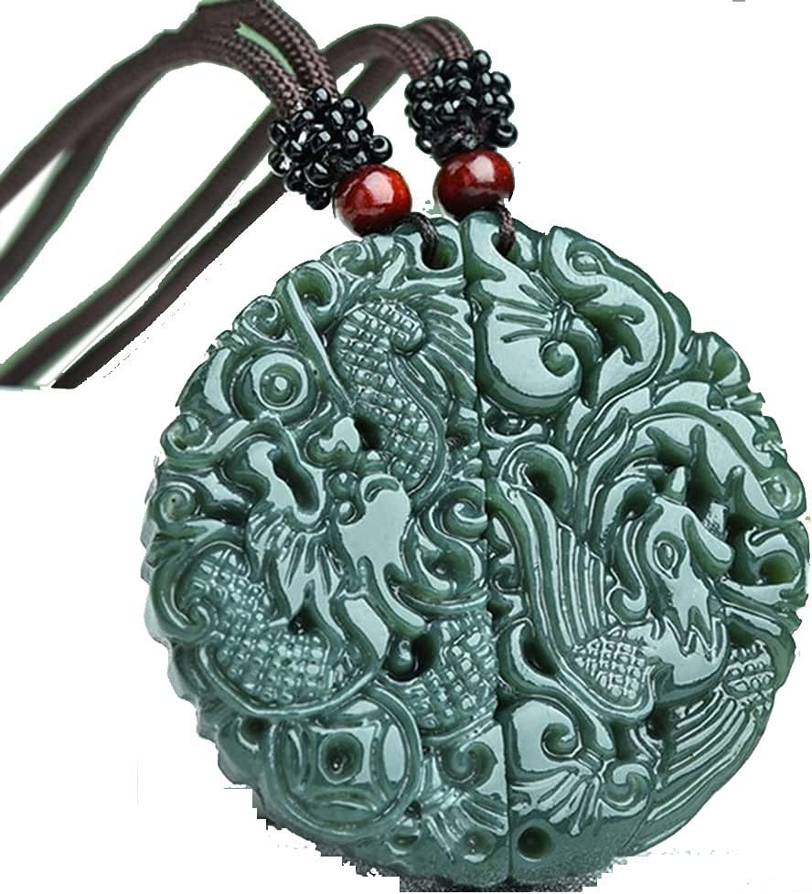 Collar de jade con colgante de dragón de jade tallado, accesorio para