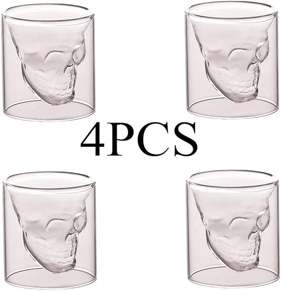 Jwc Creative Skull Shot Glass Cup Made Transparent Durable 3d Form Large Capacity 250ml Insulation Design Easy Clean For Theme Party Bar Amazon Co Uk Kitchen Home