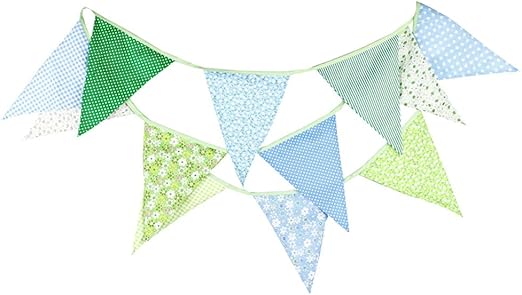Wimagic 1 X Stoff Wimpelkette Blumen Banner Kreative Chic Party Wimpel Girlande Hochzeit Geburtstag Party Hange Dekoration Fur Wohnzimmer Kinderzimmer Garten Grun Und Blau Amazon De Kuche Haushalt