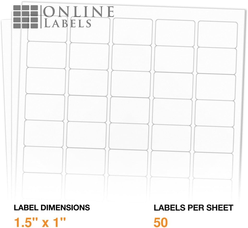 1.5 x 1 Rectangle Barcode Labels - Pack of 5, 000 Labels, 100 Sheets - Inkjet/Laser Printer - Online Labels : Blank Barcode Stickers : Office Products