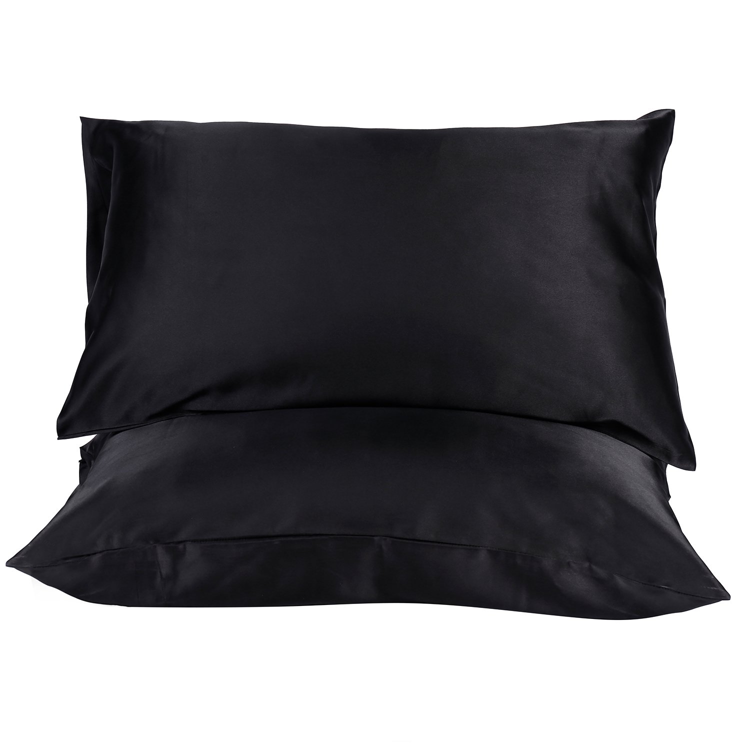 MOVEONSTEP Pillow Cases 2 Pack Housewife Bedroom Pillow Covers Plain Silky-soft Brushed Microfiber Pillowcases Queen Size 75 * 50cm (Black)