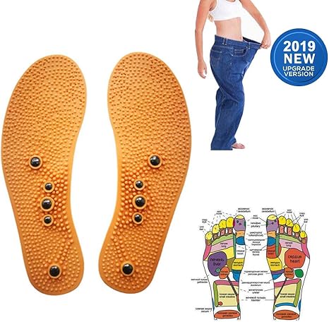 Amazon Co Jp マグネットマッサージインソール男性と女性の通気性の革の靴スポーツシューズスリッパ足足ツボペディキュアパッド夏 ホーム キッチン