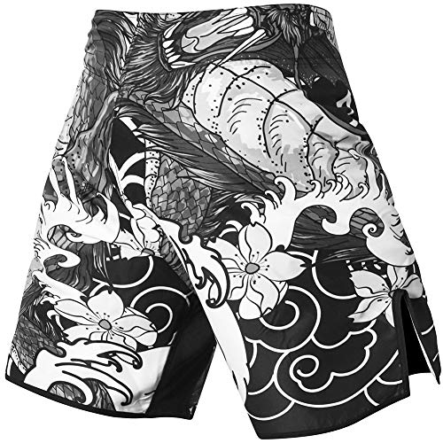 LAFROI Mens MMA Cross Training Boxing Shorts Trunks Fight Wear with Drawstring and Pocket-QJK01