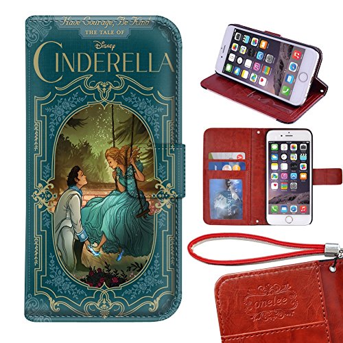 Cinderella iPhone 7 plus 5.5" wallet Case, Onelee - Disney Princess Cinderella Premium PU Leather Case Wallet Flip Stand Case Cover for iPhone 7 plus with Card Slots