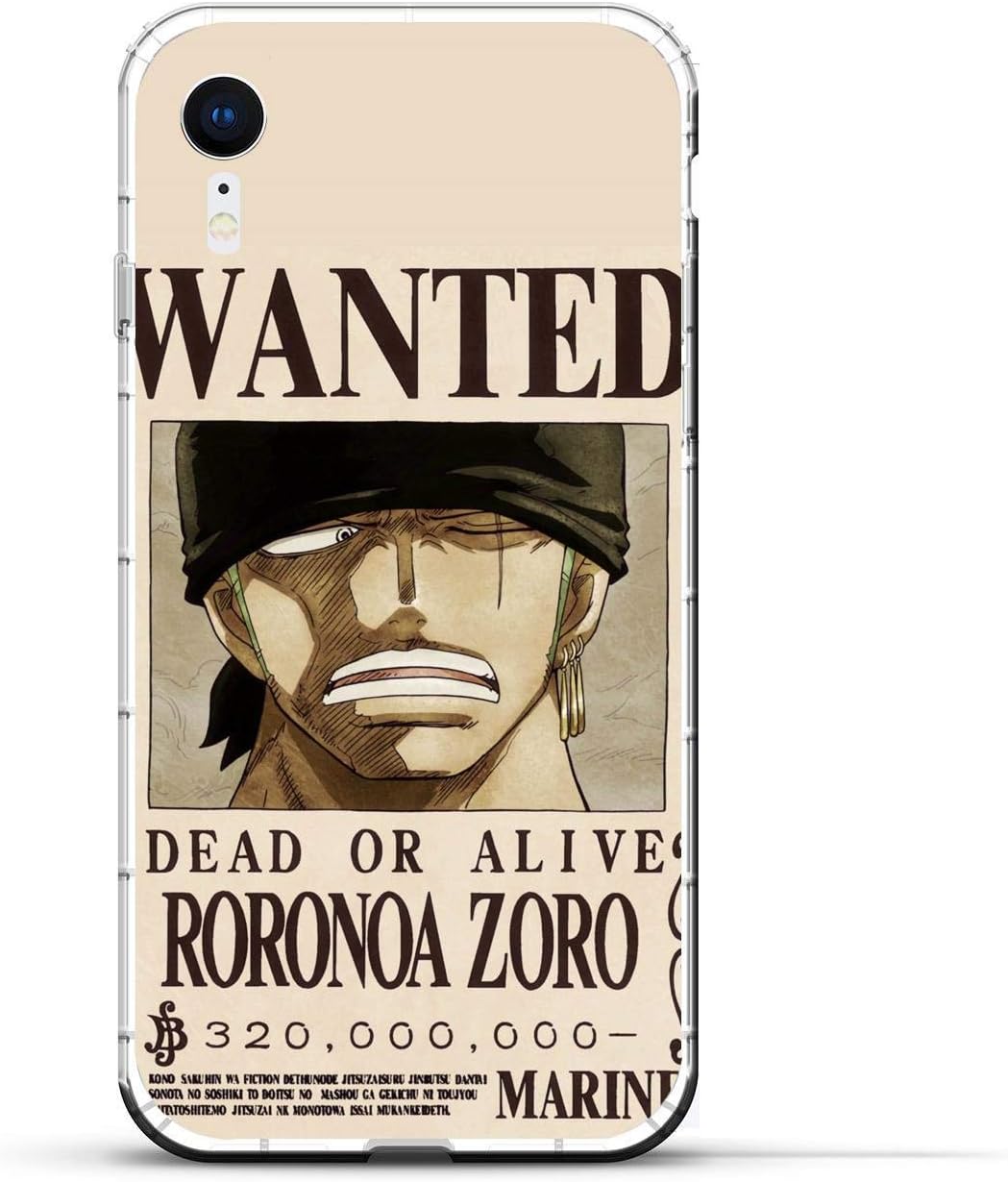 iPhone Xr Case,Flexible Slim Silicone TPU Protector Cover Soft Thin Gel Skin for Apple iPhone Xr-Roronoa Zoro Wanted Poster