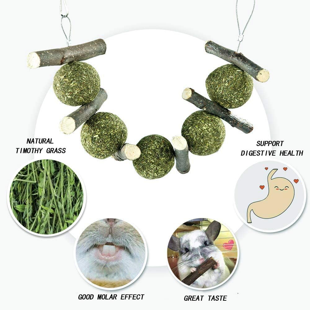 Bunny Chew Toys for Teeth PeSandy Natural Pet Chew Toy Hand Made Timothy Hay Cakes for Chinchilla Guinea Pig Hamsters Holland Lop Prairie Dogs Squirrels Gerbils Rabbit Chewing & Molar Teeth - Image 3