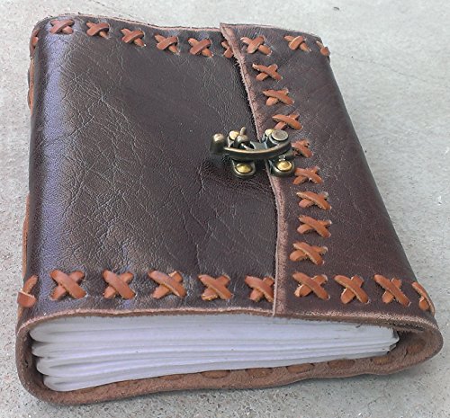 Antique Dark Brown II Leather Journal Diary (Handmade) with C-Lock closure - Leather Cord Coptic bound (6.8