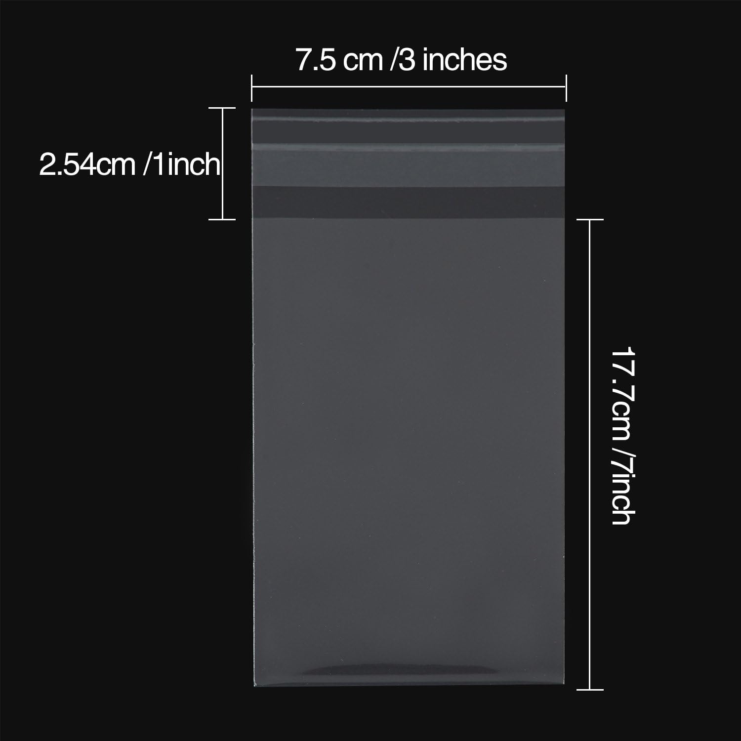 300 Pieces Clear Cellophane Bags Self-Adhesive Sealing Treat Bags OPP Plastic Bag for Candy, Soap, Cookie, Valentine Chocolates (3 x 7 Inches) - Image 3