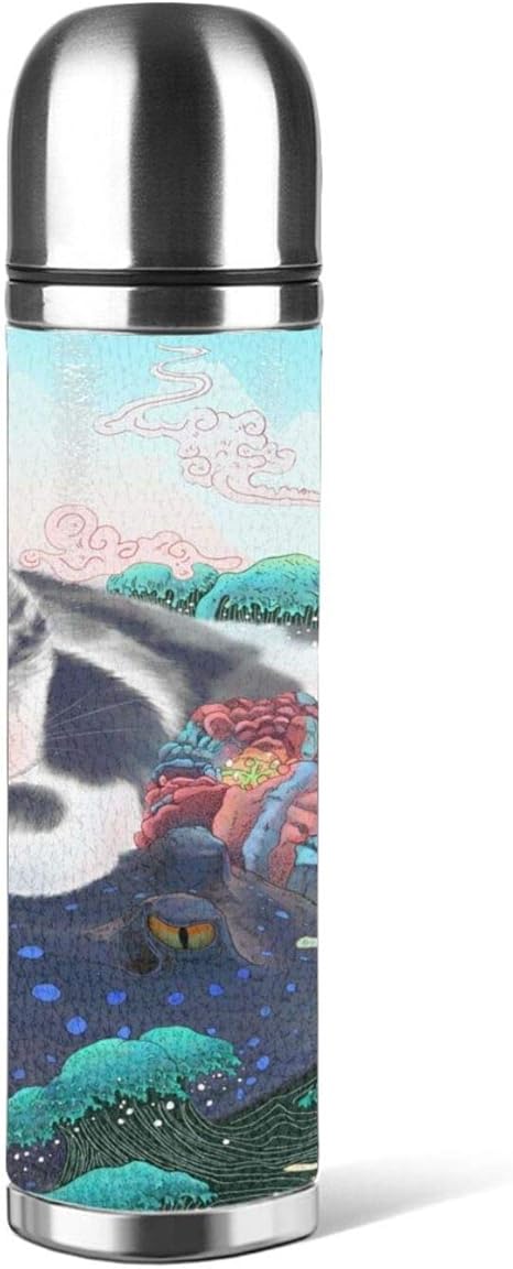 Amazon 水筒 サーモス ステンレスボトル 直飲み 500ml 軽量 大容量 保温 保冷 高い密封性 真空断熱 男女兼用 子供用 自転車 登山 ジム スポーツボトル アウトドアおもしろ 海の下 猫 人気 おしゃれ 水筒 マグボトル オンライン通販