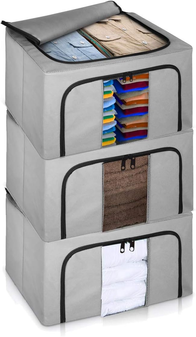 LIVIVO Set of 3 Storage Bags Boxes Organiser With Double Opening Zips X