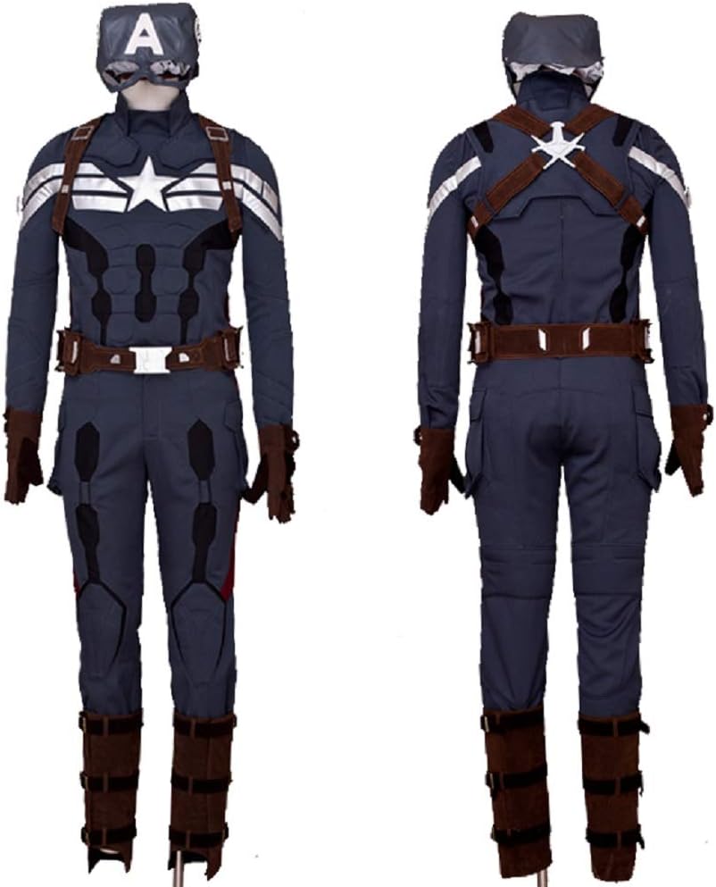Superhero Captain Soldier Costume Deluxe Halloween Cosplay Full Set PU Suit