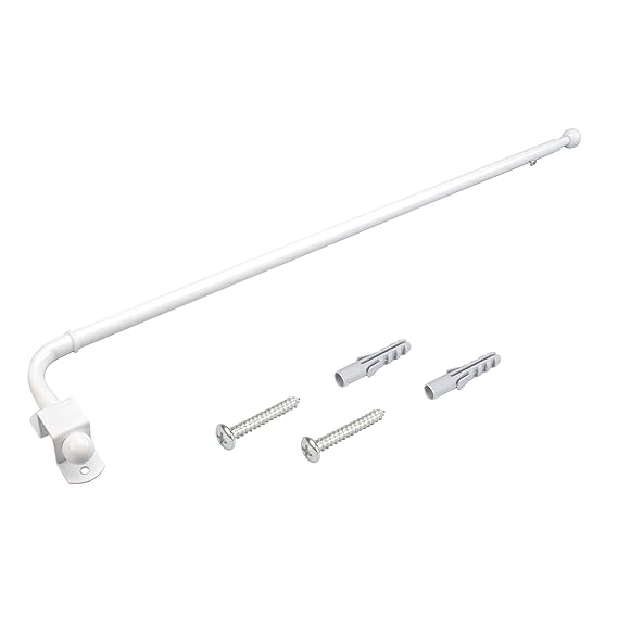 Liedeco Gardinenstange mit Schwenkarm Weiss 060-100 cm ausziehbar