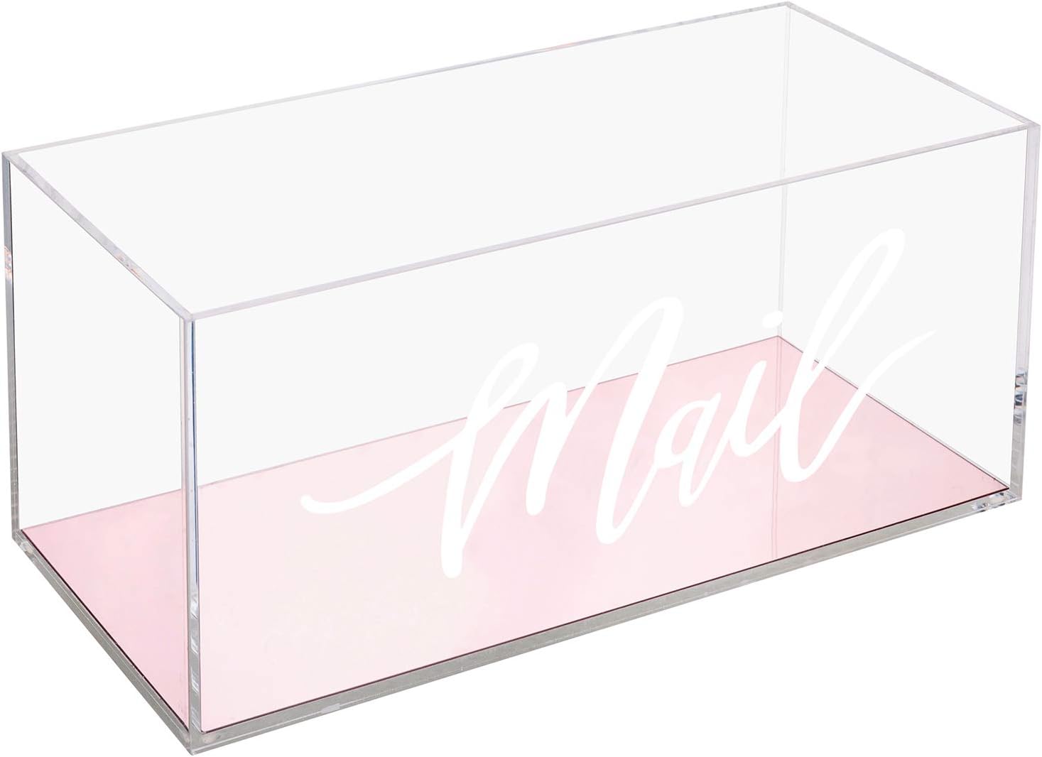 MyGift Home Office Clear Acrylic Tabletop Mail Sorter Storage Holder Box with Rose Gold Mirror Base : Office Products