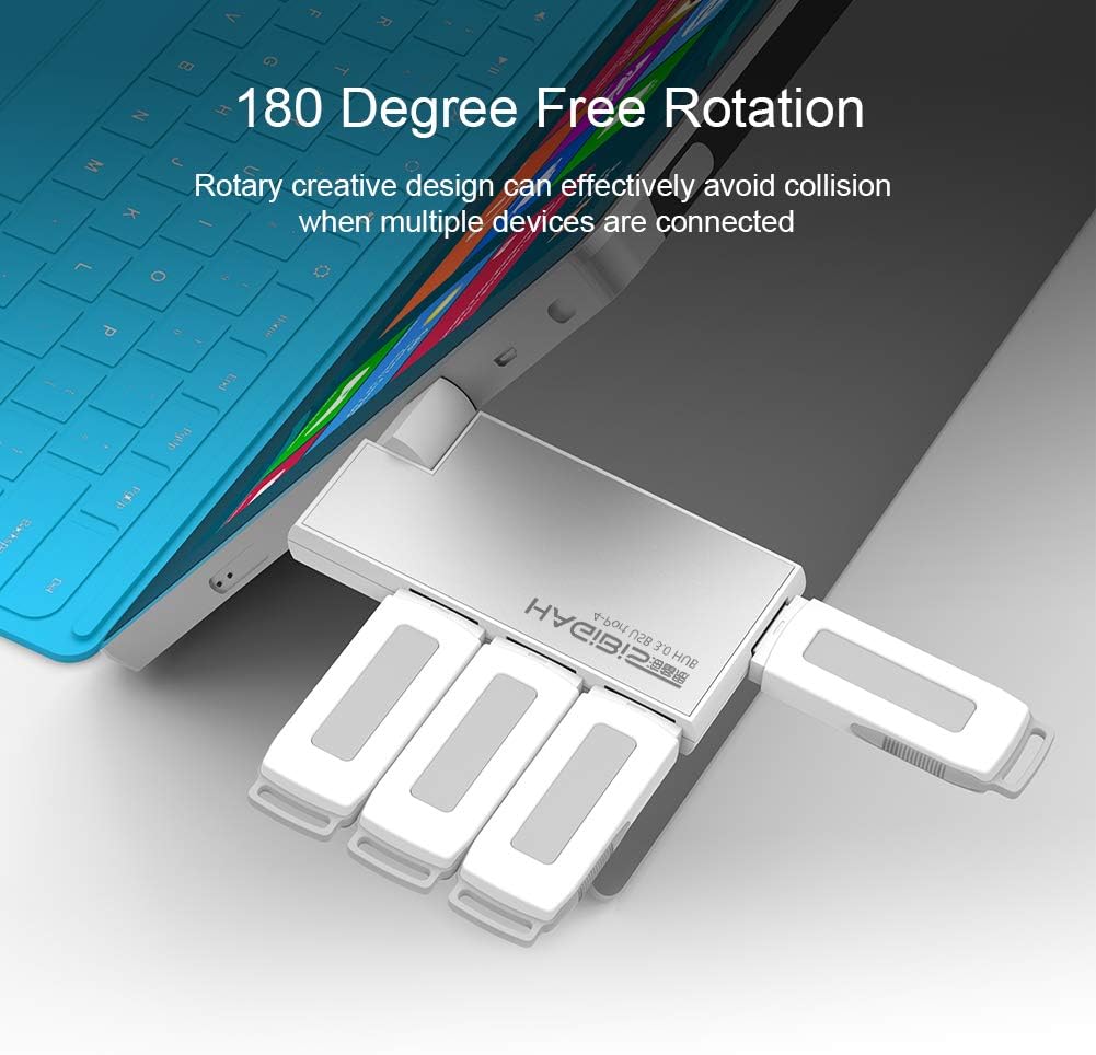Hagibis USB 3.0 HUB, 180 Degree Rotation Super Speed External 4 Port ...