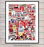 Supreme Stickers Art Print - Fashion Designer Wall Art Poster - Great Gift for Fashionista - Unique Home Decor for Men, Women, Teens - 8x10 Photo Unframed