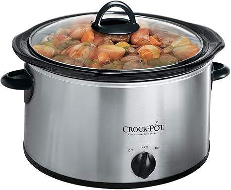 Amazon Com Crock Pot 3040 Bc 4 Quart Round Manual Slow Cooker Stainless Steel Kitchen Dining