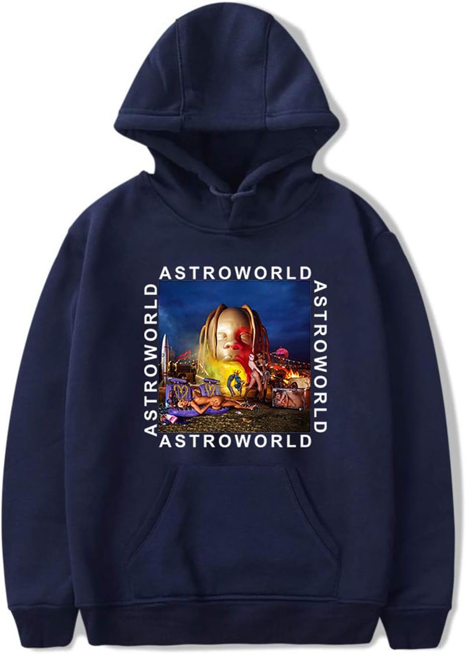 ASTROWORLD Mens Womens Hoodies 3D Printed Front Pocket Cool Long Sleeve Loose Hip Hop Hoodies