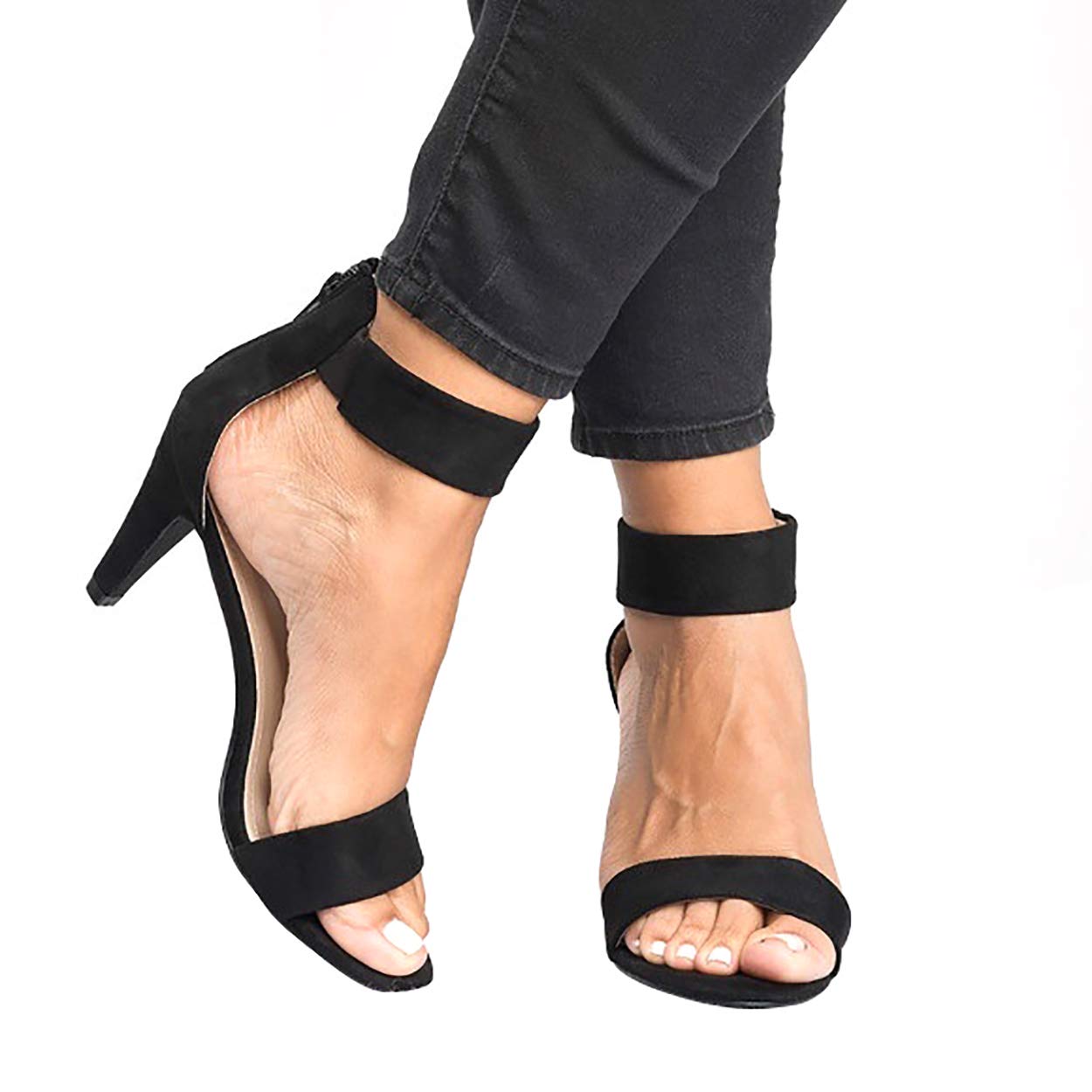 Susanny Womens Strappy Sandals Open Toe Sexy High Heels Summer Pumps Wedding Party Dress Shoes Black 9 B (M) US - Image 3