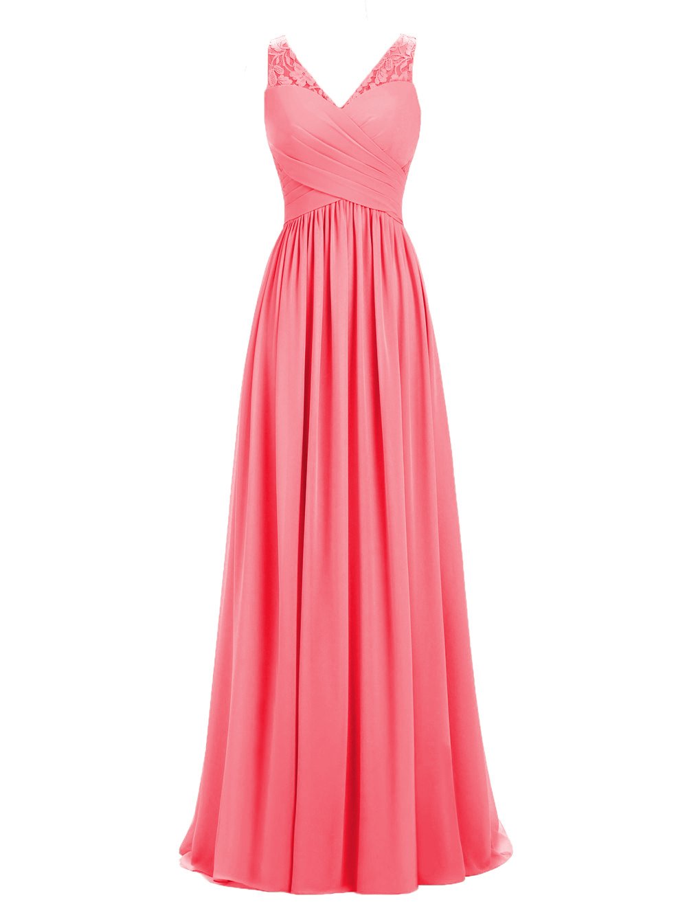 Aline VNeck Chiffon Long Empire Bridesmaid Dresses Simple Prom Dresses