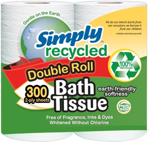 Simply Recycled Double Roll Bath Tissues, 300 Count (Pack of 12)