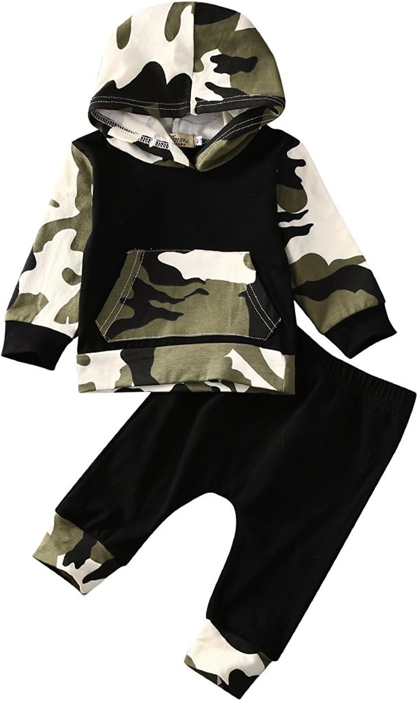 MA&BABYInfant Baby Boys 2 Pieces Clothes Set Camouflage Print Hoodie Tops + Long Pants Toddler Winter Outfits