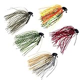 5 Pcs 7g /10g (1/4oz) /( 3/8oz) THKFISH Mixed Colour Fly Rubber Swim Bass Jig Fishing Lures