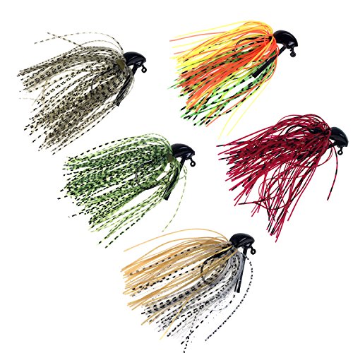 5 Pcs 7g /10g (1/4oz) /( 3/8oz) THKFISH Mixed Colour Fly Rubber Swim Bass Jig Fishing Lures