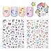 NICOLE DIARY 2 Sheets 3D Nail Stickers Unicorn Colorful Rainbow Star Heart Designed Manicure Nail Art Adhesive Transfer Sticker