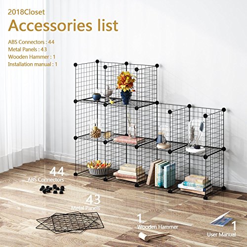 Tespo Metal Wire Storage Cubes, Modular Shelving Grids, DIY Closet Organization System, Bookcase, Cabinet, (12 - Regular Cube.)