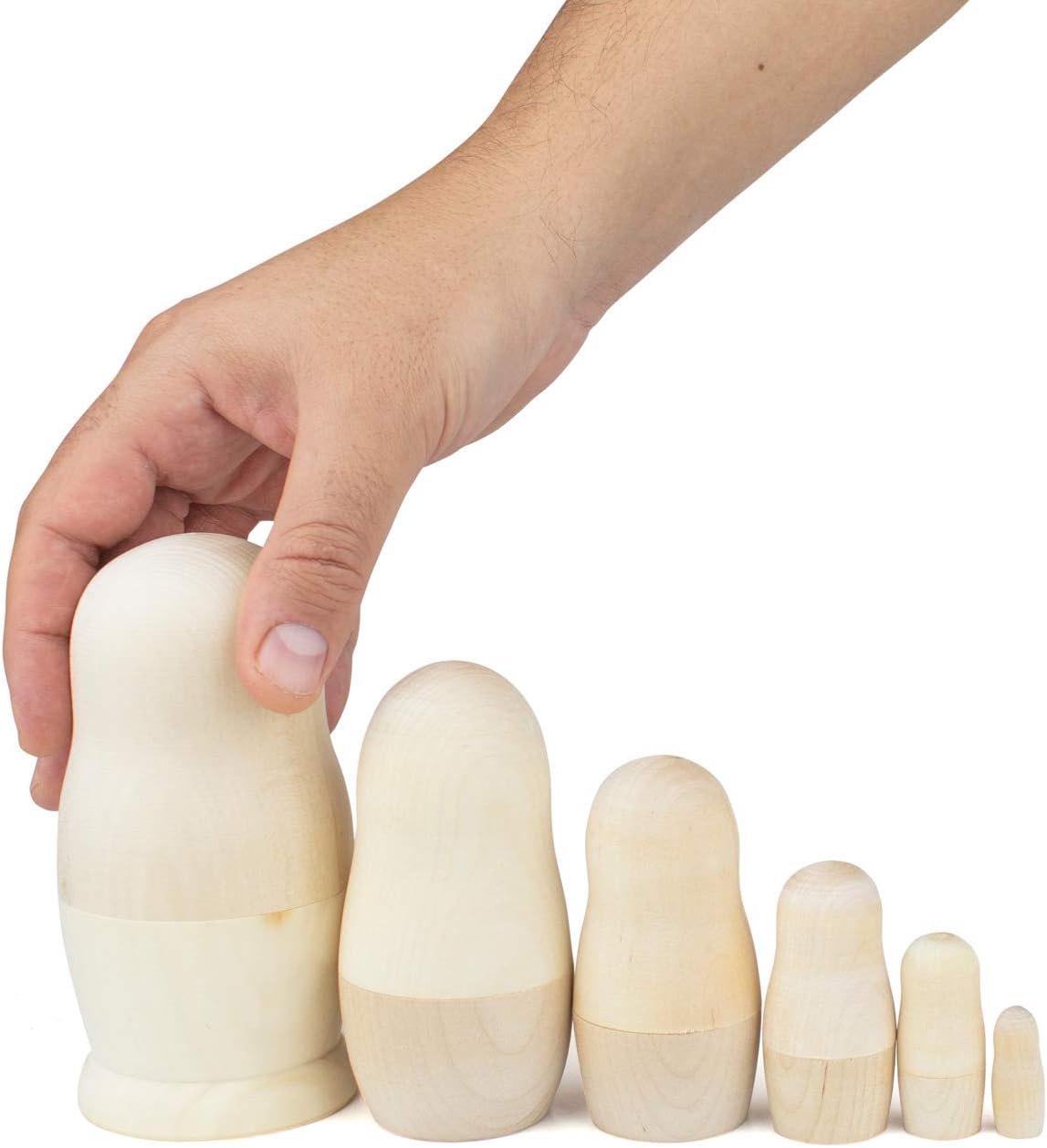 unpainted matryoshka dolls